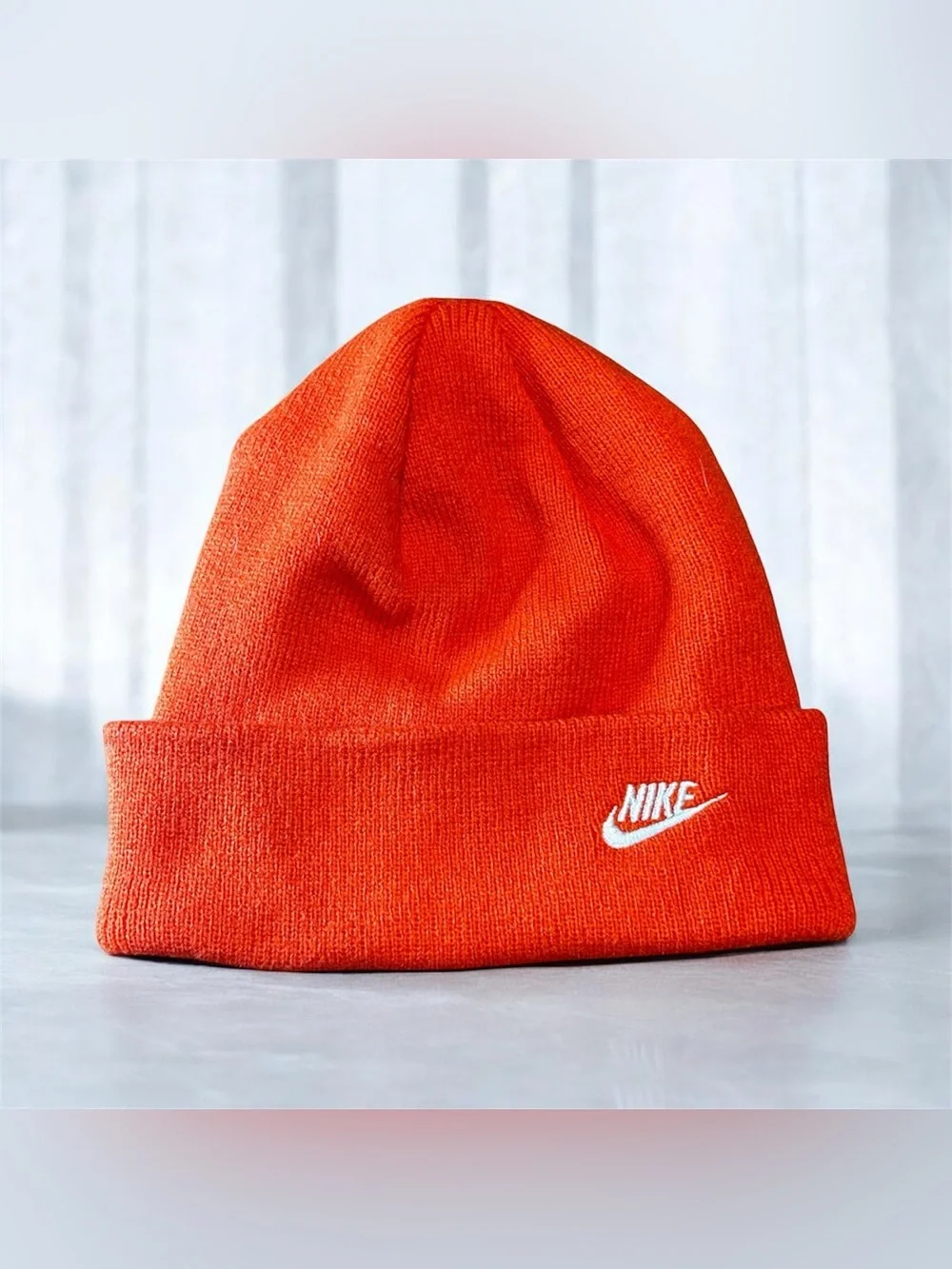 Nike Youth Orange Knit Beanie Hat Unisex Fits Kids & Adults